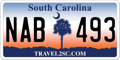 SC license plate NAB493