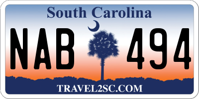 SC license plate NAB494