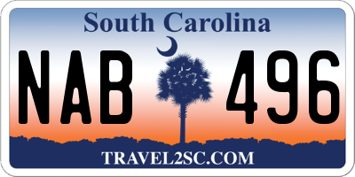 SC license plate NAB496