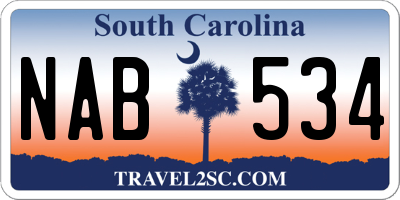 SC license plate NAB534