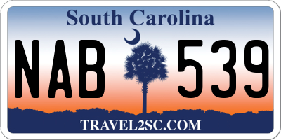 SC license plate NAB539