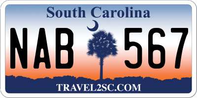 SC license plate NAB567