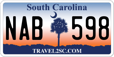 SC license plate NAB598