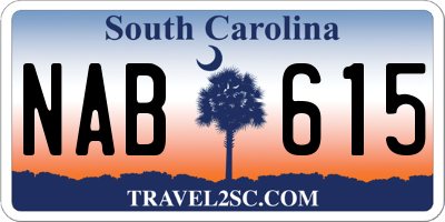 SC license plate NAB615