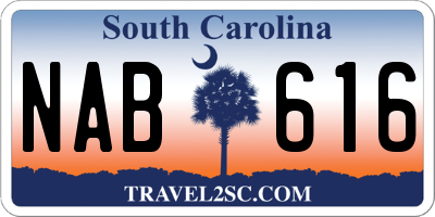 SC license plate NAB616