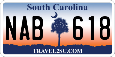 SC license plate NAB618