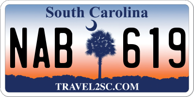 SC license plate NAB619