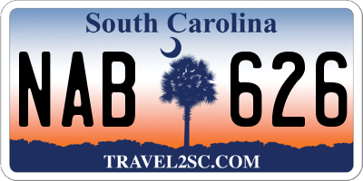 SC license plate NAB626