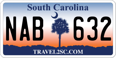 SC license plate NAB632