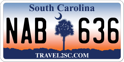 SC license plate NAB636