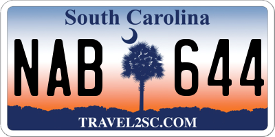 SC license plate NAB644
