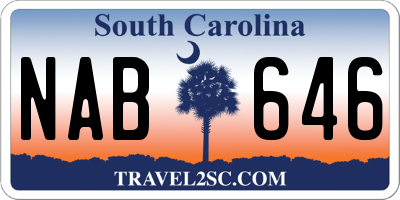 SC license plate NAB646