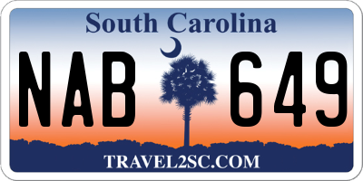 SC license plate NAB649