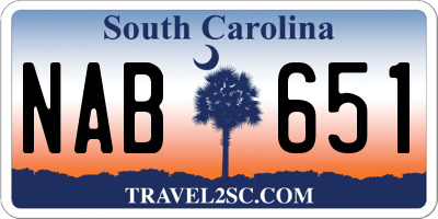 SC license plate NAB651