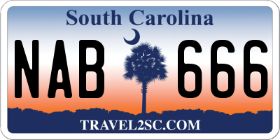 SC license plate NAB666