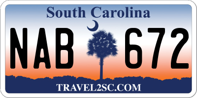 SC license plate NAB672
