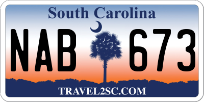 SC license plate NAB673
