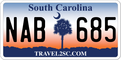 SC license plate NAB685