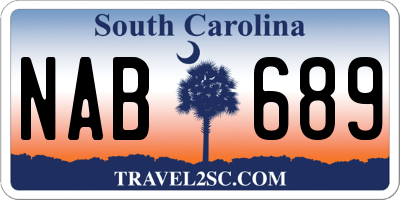 SC license plate NAB689