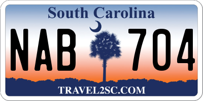 SC license plate NAB704
