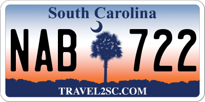SC license plate NAB722