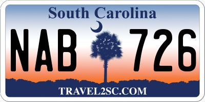SC license plate NAB726