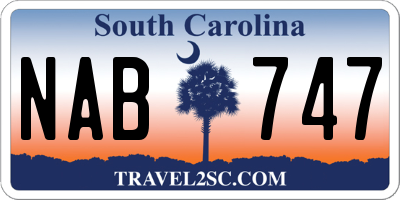 SC license plate NAB747