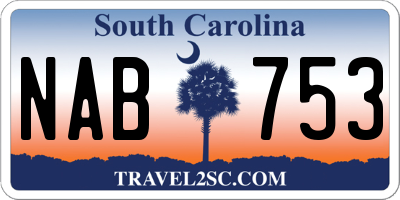 SC license plate NAB753