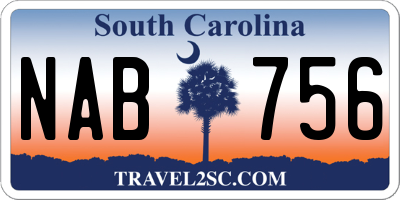 SC license plate NAB756