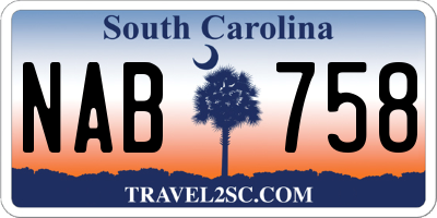 SC license plate NAB758