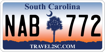 SC license plate NAB772