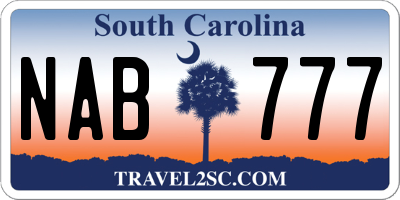 SC license plate NAB777