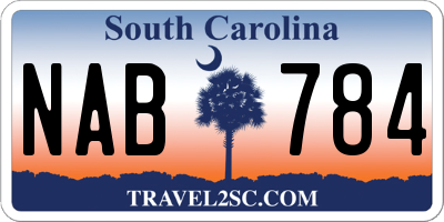 SC license plate NAB784