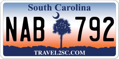 SC license plate NAB792