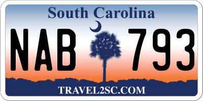 SC license plate NAB793