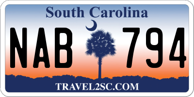 SC license plate NAB794