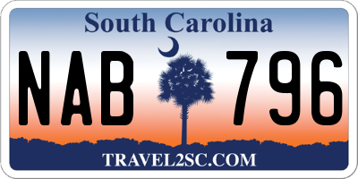 SC license plate NAB796