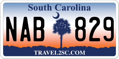 SC license plate NAB829