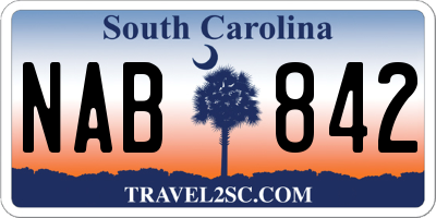 SC license plate NAB842