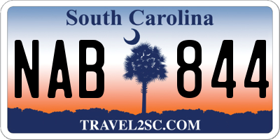 SC license plate NAB844