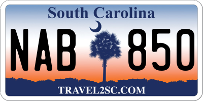 SC license plate NAB850