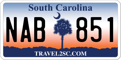 SC license plate NAB851