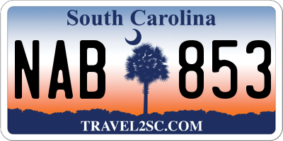 SC license plate NAB853