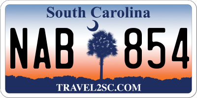 SC license plate NAB854