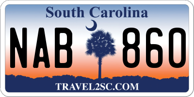 SC license plate NAB860