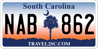 SC license plate NAB862