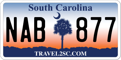 SC license plate NAB877