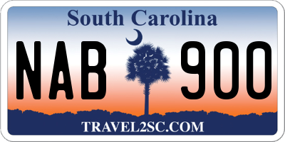 SC license plate NAB900