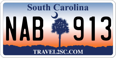 SC license plate NAB913