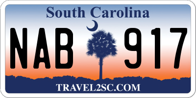 SC license plate NAB917